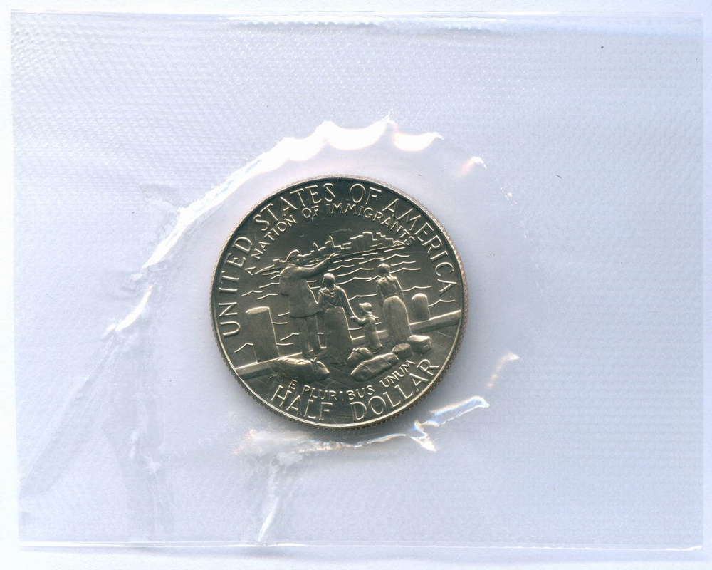 1/2 доллара 1986 (D). США. Нация иммигрантов. Медь с плакировкой UNC в родной коробке с сертификатом