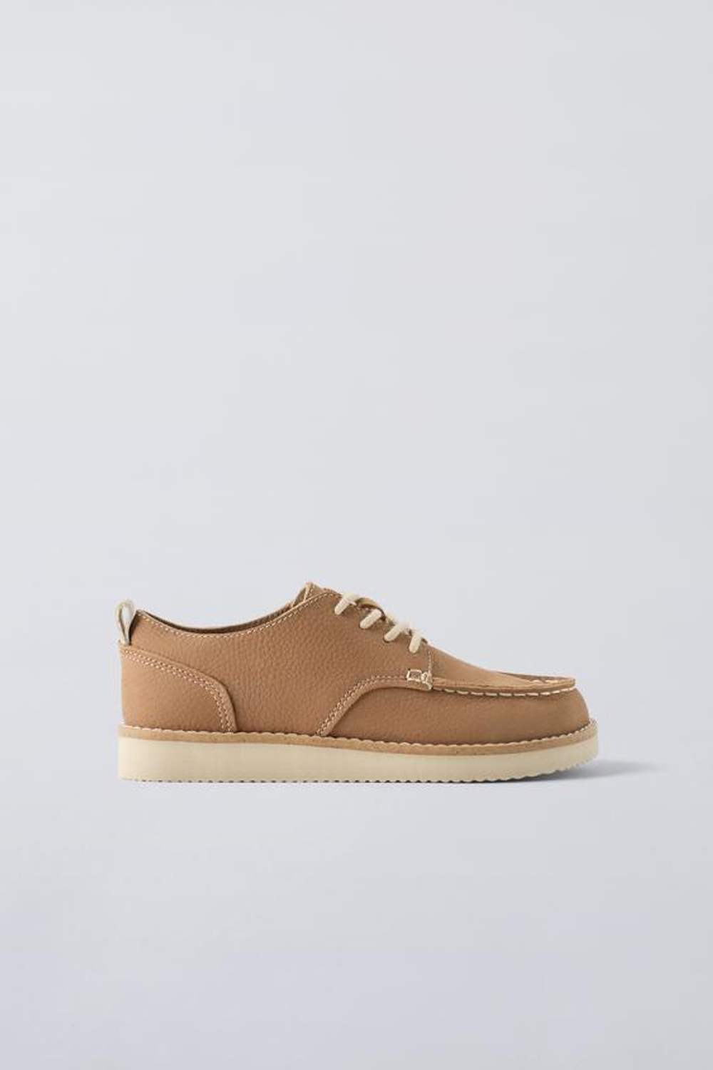 ZARA КОЖАНЫЕ ТУФЛИ-БЛЮХЕРЫ, КОРИЧНЕВЫЙ