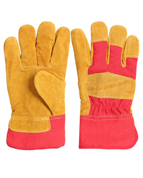 Перчатки утеплен спилковые комбинированные мех акриловый желтый (тип РЛ) 60пар в уп.