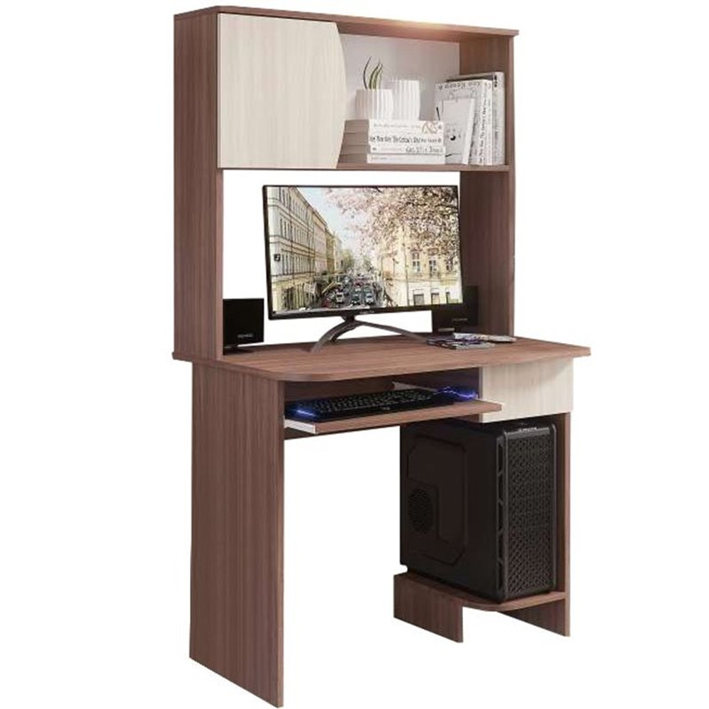 Стол компьютерный № 2 Ясень шимо темный / Ясень шимо светлый