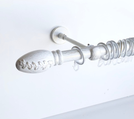 Карниз кованый рифленый для штор "Дали" d20 мм однорядный, цвет белое золото