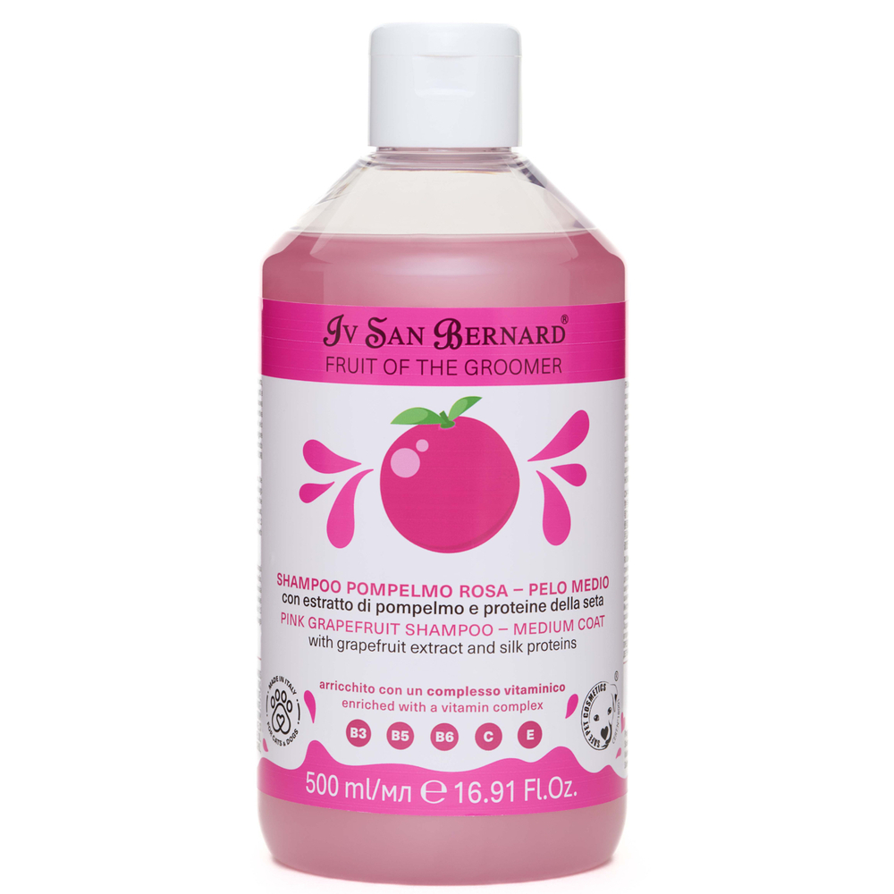 Шампунь Iv San Bernard Fruit of the Groomer Pink Grapefruit для шерсти средней длины с протеинами шелка 500 мл