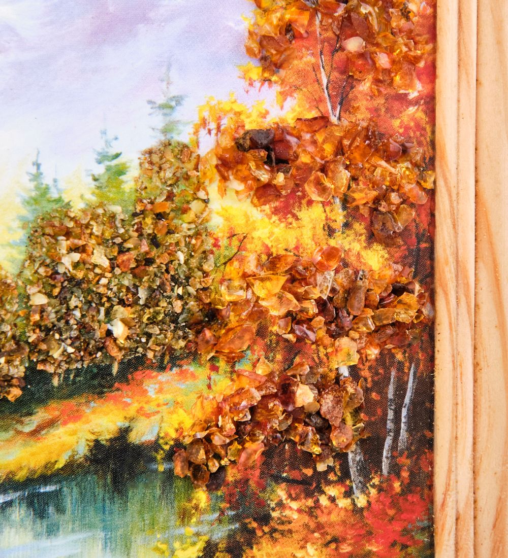 AMB-54/ 3 Картина «Красота природы» (с янтарной крошкой) дер.рамка 12х15