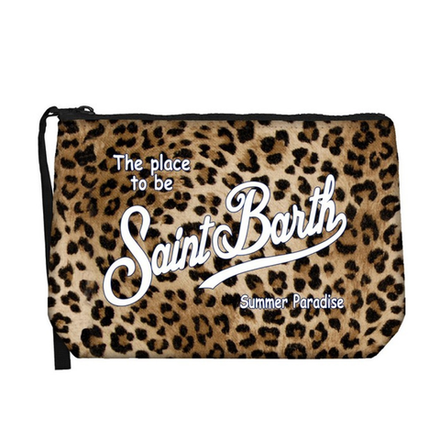 Косметичка Saint Barth Aline Leopard леопард белый лого