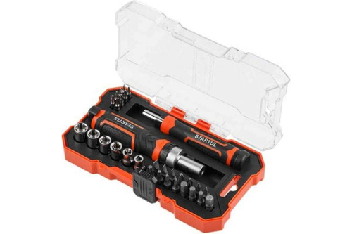 Реверсивная отвертка с набором бит и торцевых головок STARTUL Profi 31 предмет ST3095-31