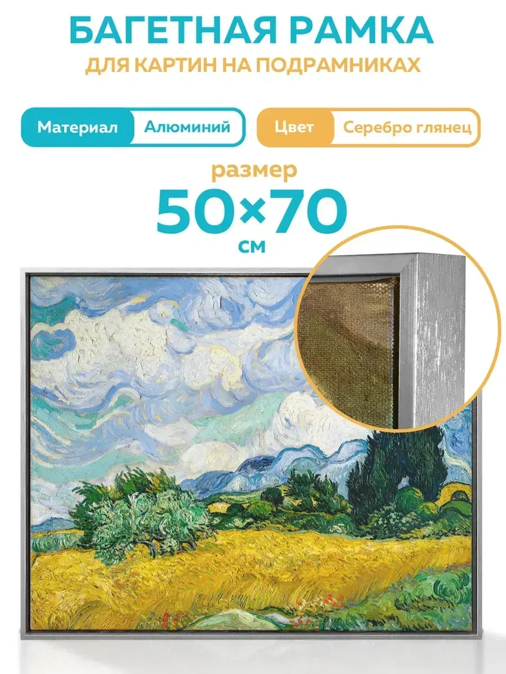 Металлическая багетная рамка 70х50 см