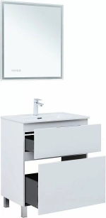 Тумба с раковиной Aquanet Алвита new 70 344133+284027 белая матовая