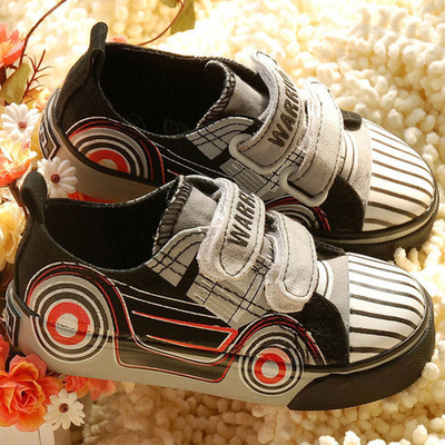 Кеды детские разноцветные с принтами мотоциклов на липучках