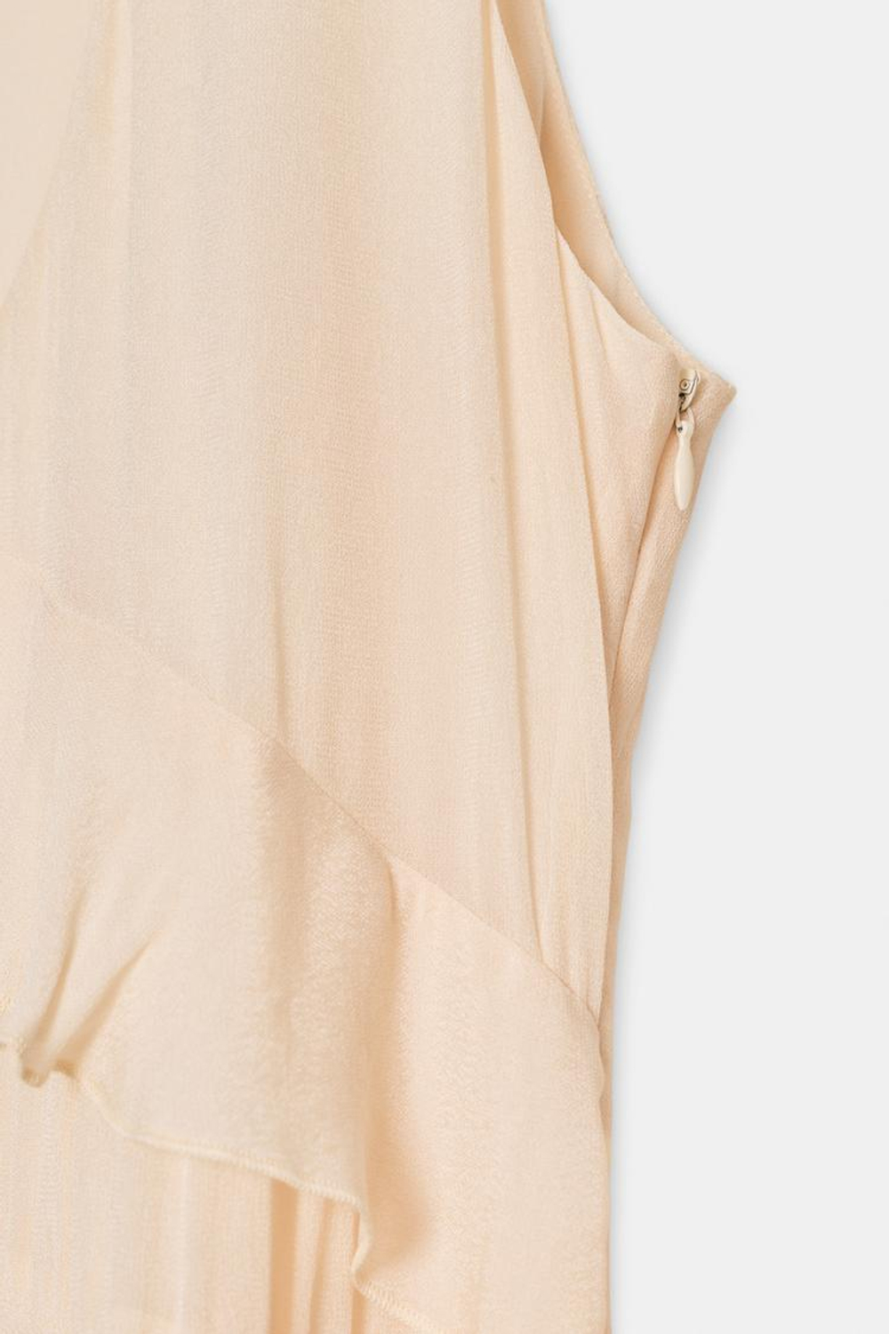 ZARA ПЛАТЬЕ МИДИ С ВОЛАНАМИ, КРЕМОВЫЙ