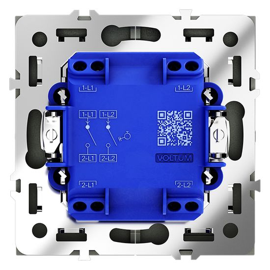 Выключатель с самовозвратом встраиваемый VOLTUM S70 двухклавишный 10А, (черный матовый)