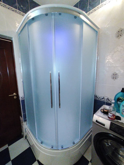 Душевая кабина AvaCan (АваКан) EM3011LEDnew со средним поддоном, с ГМ, с электрикой и LED освещением, 110х110х220