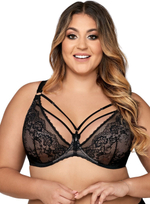 Соблазнительный бюстгальтер с мягкой чашкой +size и декоративными бретелями (Размер: 75L) (Цвет: белый)