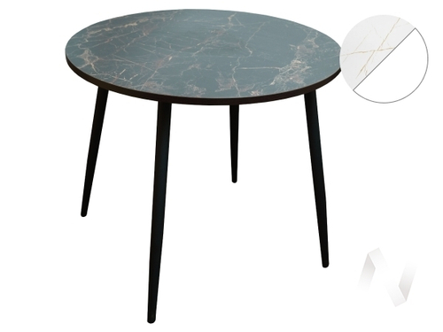 Стол Лайт Круг (опоры черный/пластик каспий белый; кромка белый)