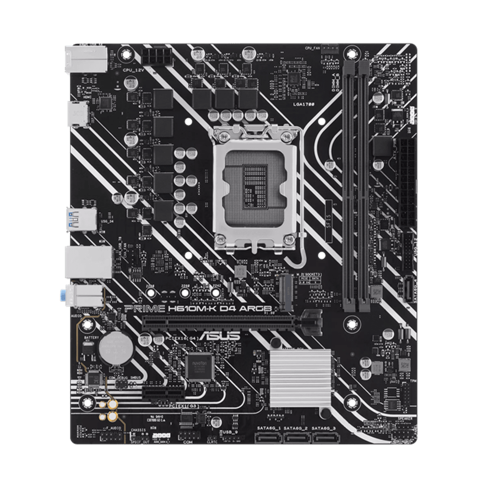Материнская плата ASUS PRIME  H610M-K D4 ARGB, LGA1700 2xDDR4 4xSATA3 M.2 1xHDMI 2xARGB mATX