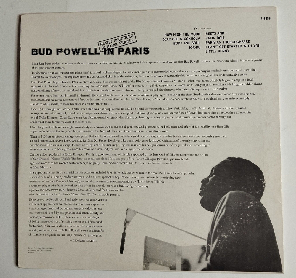 Винтажная виниловая пластинка LP Bud Powell In Paris (USA 1963)