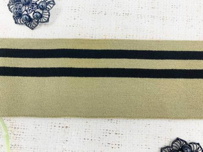 Подвязы трикотажные, ш. 7 см, L 123 см, светло-бежевый с чёрным