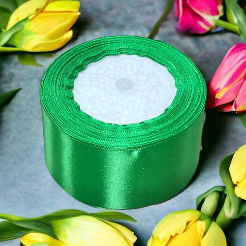 Лента атласная 5 см 25 ярдов (зеленая) №019