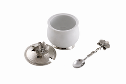 Сахарница и молочник на подносе "Орхидея" с ложкой