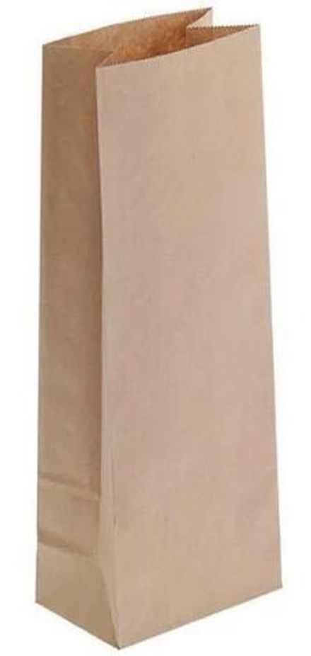 Пакеты бумажные с прямоугольным дном 8х5х23см крафт (100/1500шт)