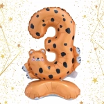 Шар фольгированный 23» (58 см) Цифра 3"Мир зверят»