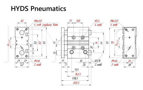 MGPM25TF-125Z Пневмоцилиндр