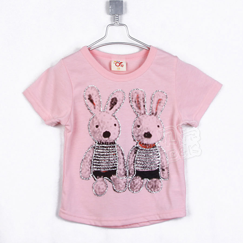 Футболка детская с принтами зайцев с люрексом