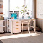 Тумба 45х45х67, Мадейра, офисная, прикроватная, на колесиках, под стол, с ящиками, массив сосны и дуба, белая, Dipriz