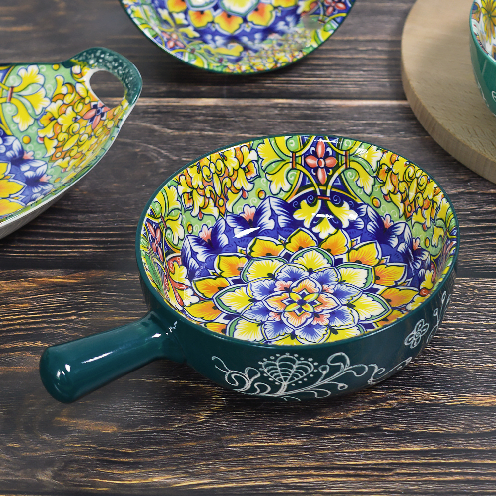 Кокотница с ручкой "Arabesque" 16см, керамика