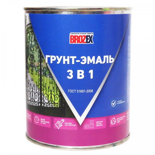 Грунт-эмаль по ржавчине красная 1кг "BROZEX"