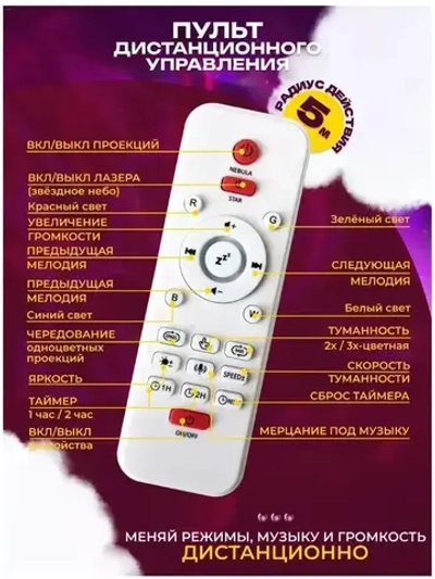 Ночник проектор Яйцо динозавра фиолетовый / Ночник проектор звездного неба / Яйцо дракона