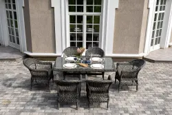 "Амароне" обеденная группа из искусственного ротанга на 6 персон, цвет графит