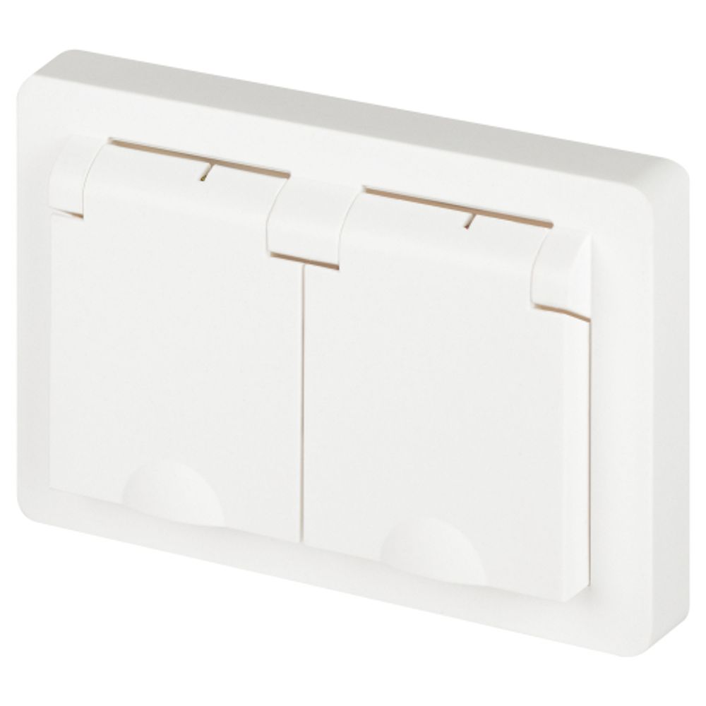 Розетка Intro Style 7-210-01 2х2P+E Schuko с крышкой штор., 16А-250В, СУ, IP44, белый