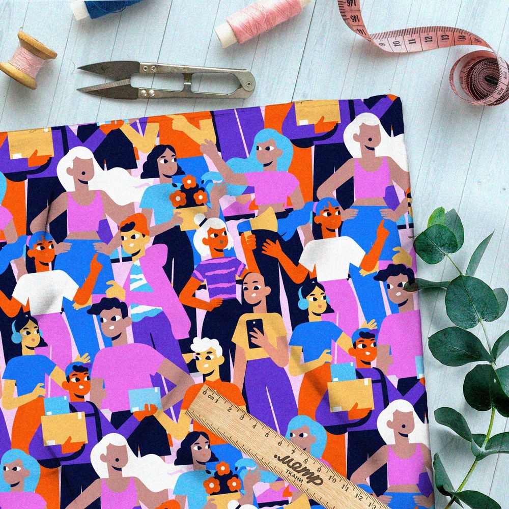 Ткань дюспо разноцветные люди