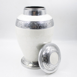 Урна для праха металл "Амфора Перламутр" белая