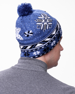 Мужская шапка PRIVAL с отворотом RUSSIA-1 синий