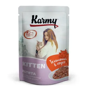 Влажный корм для котят и кошек, Karmy KITTEN, телятина в соусе, пауч