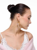 Серьги "Gess mini rose quartz" Gold