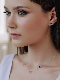 Серьги-гвоздики Миражи с синими кристаллами Swarovski