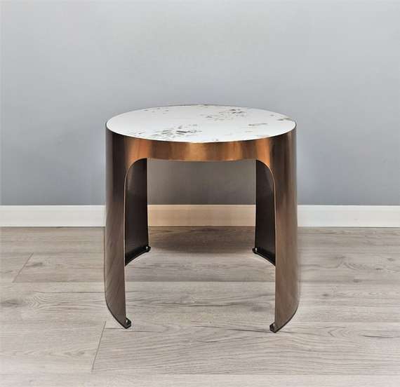 Стол журнальный Como M, Ø60х52 см, керамогранит Calacatta Macchia