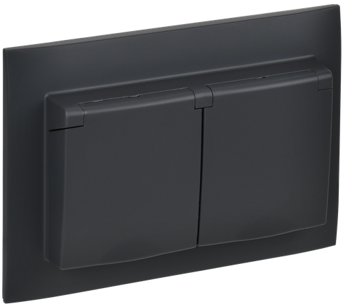 SKANDY Розетка 2-местная и крышкой 16А в сборе IP44 SK-R12G графит IEK