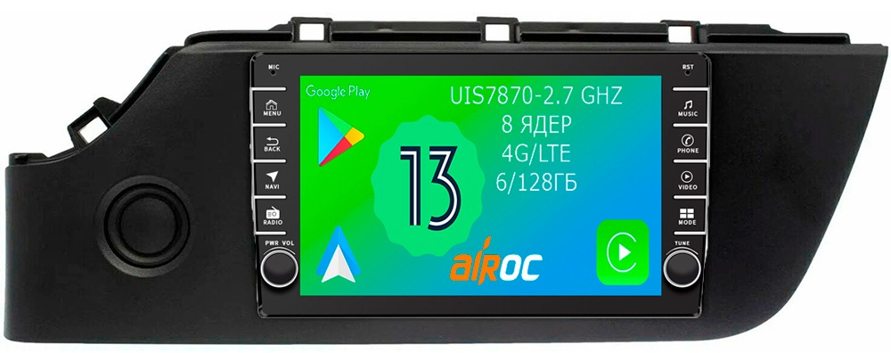 Магнитола для KIA Rio 4, Rio X-Line 2020-2022 - Airoc AB-2324 (кнопки и крутилки), Android 13, TS20, 6/128Гб, SIM-слот, CarPlay