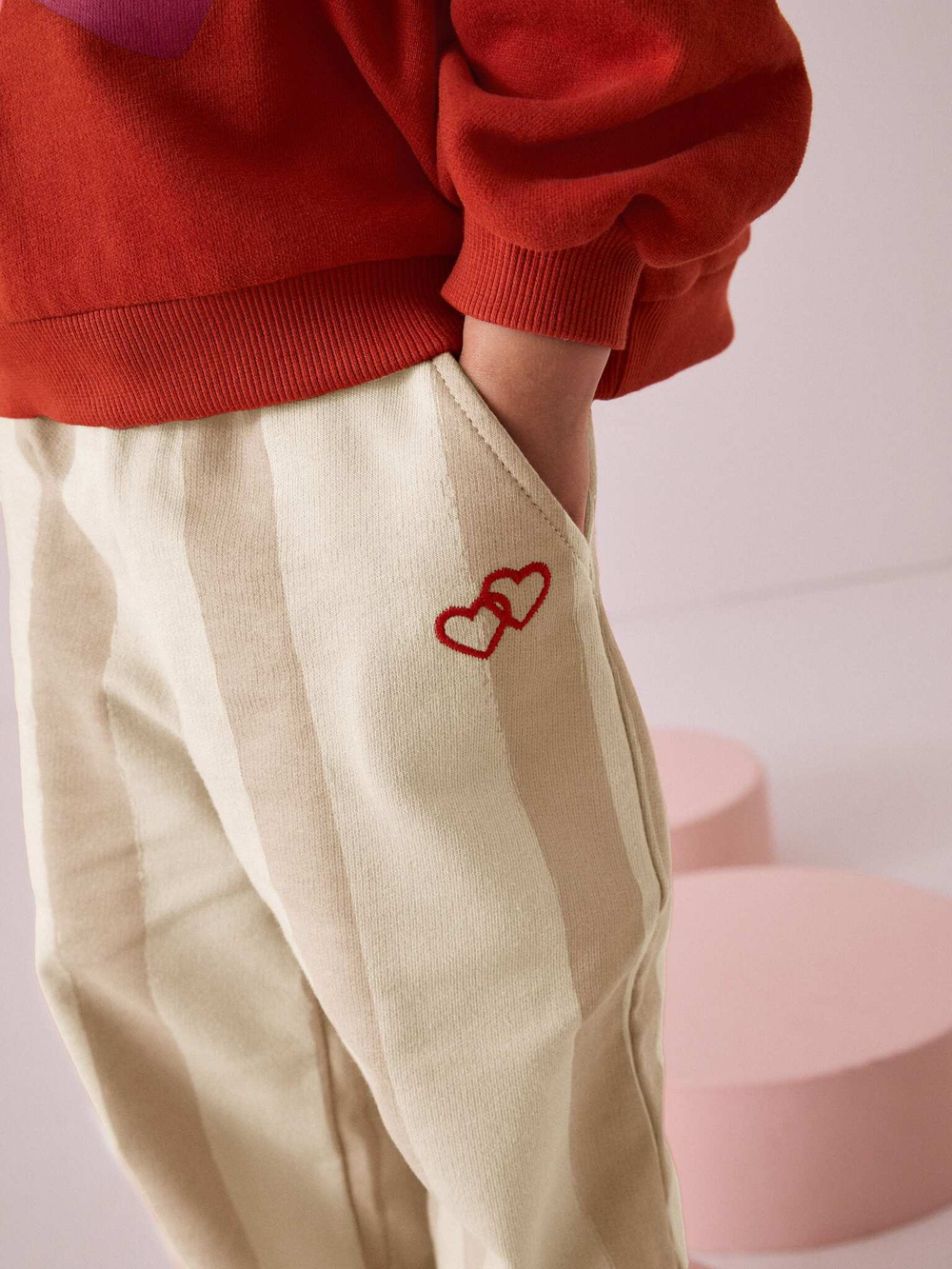 Толстовка и брюки в комплекте для девочки Next B15-173, Красный, Бежевый