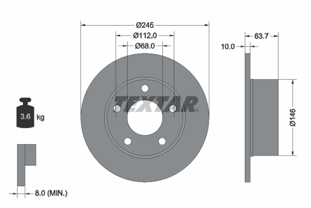 TEXTAR - 92057503-TET - Brake Disc