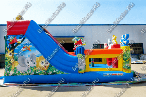 Коммерческий надувной батут "Звериный мир" 7*5*4 м