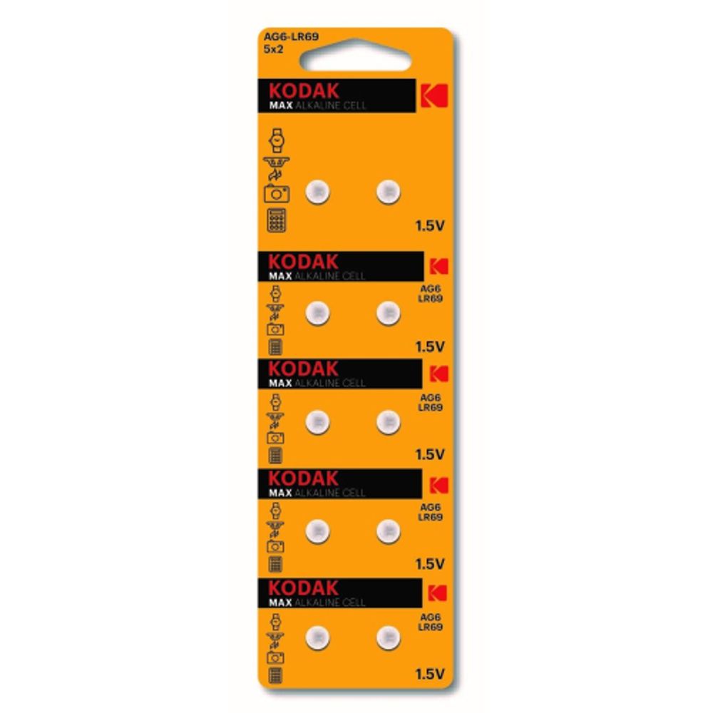 Батарейки Kodak AG6 LR920, LR69 [KAG6-10] MAX Button Cell | Элементы питания и зарядные устройства