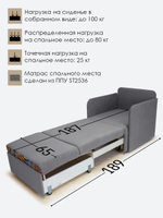 Кресло-кровать "Миник" с подлокотниками, купон Хаски