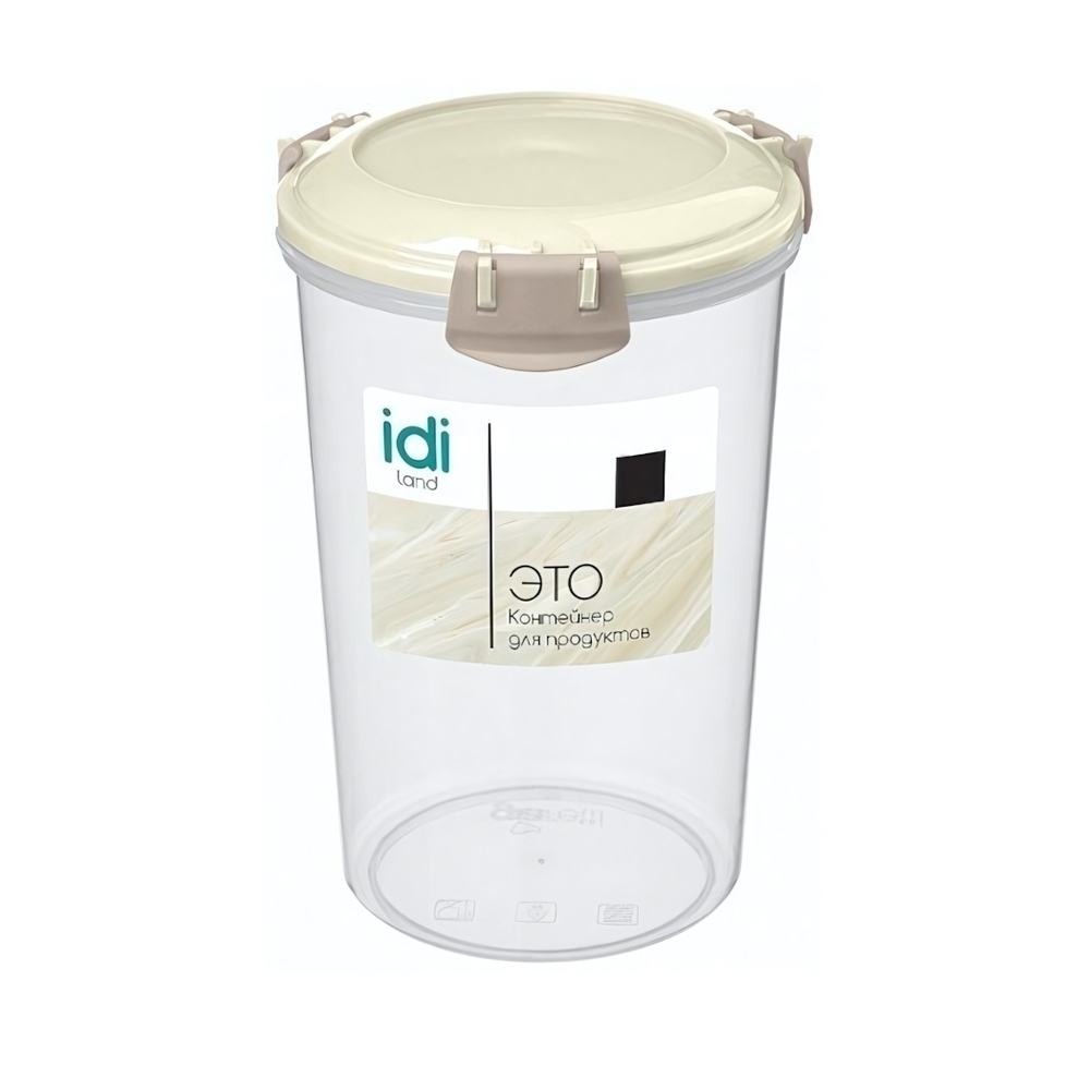 Контейнер для продуктов "Modena" круглый 1,1л с защелками (светло-бежевый)