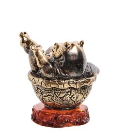 Народные промыслы AM-2797 Шкатулка «Бегемотик Фифа» (латунь, янтарь)