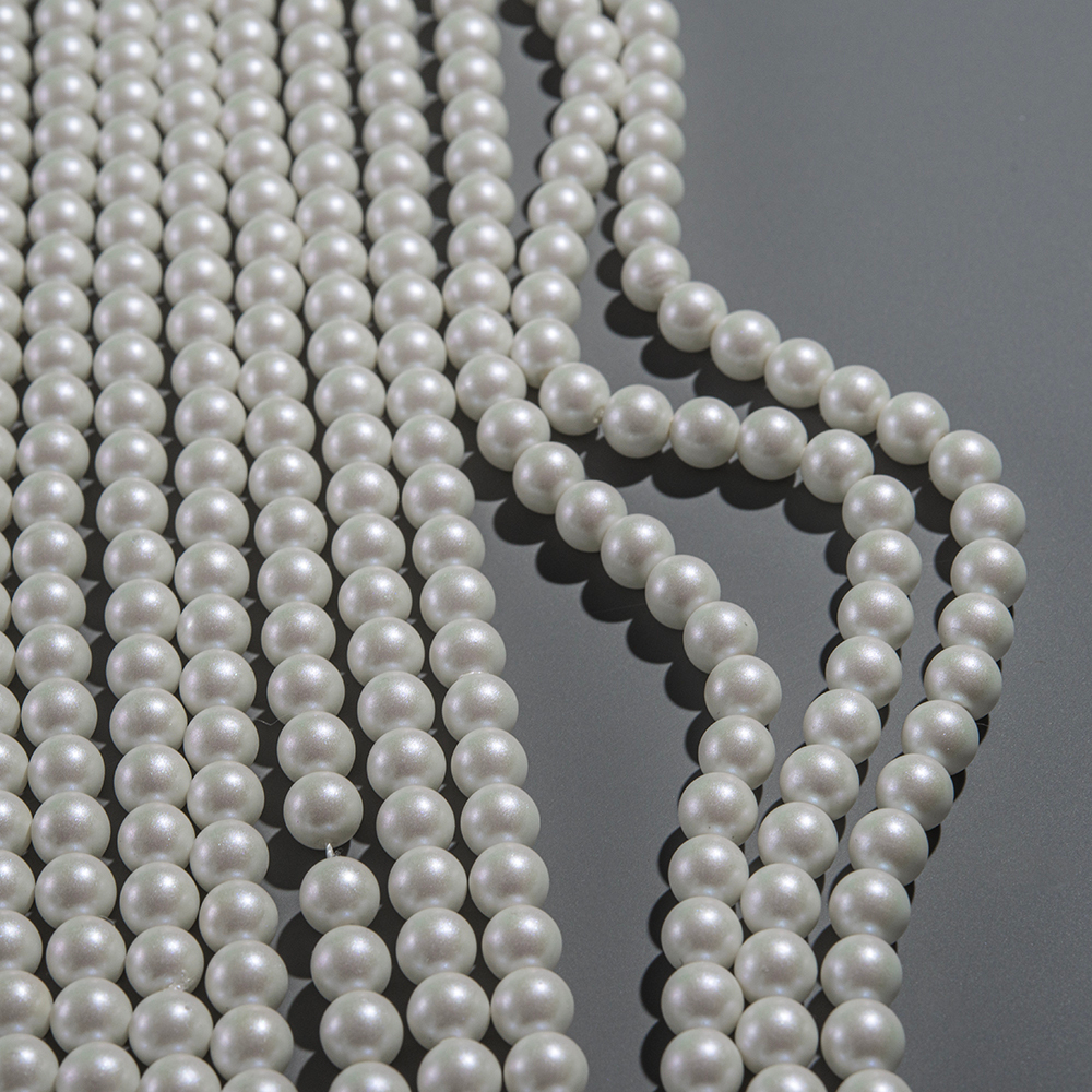 Хрустальный жемчуг, оттенок "Shimmer Snow", шар 6,1мм, перламутрово-сатиновое улучшенное покрытие