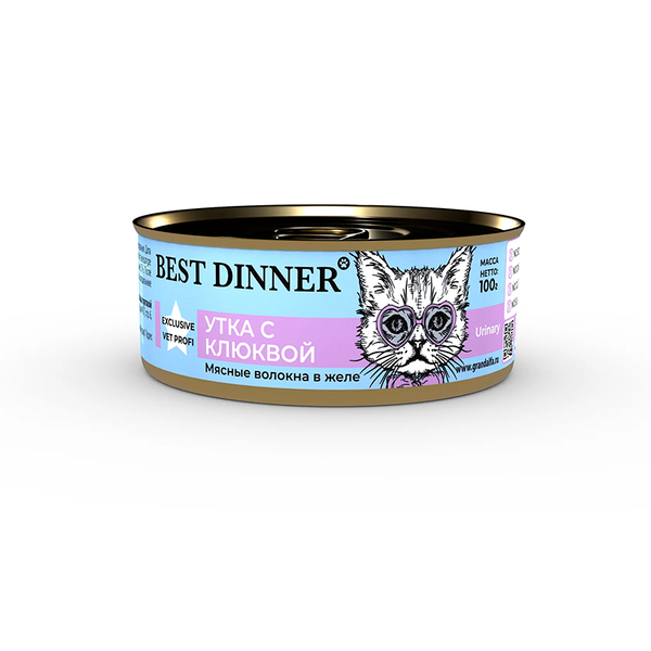Влажный корм Best Dinner Vet Profi Urinary с уткой и клюквой 100г для проф-ки МКБ у кошек с 6мес.